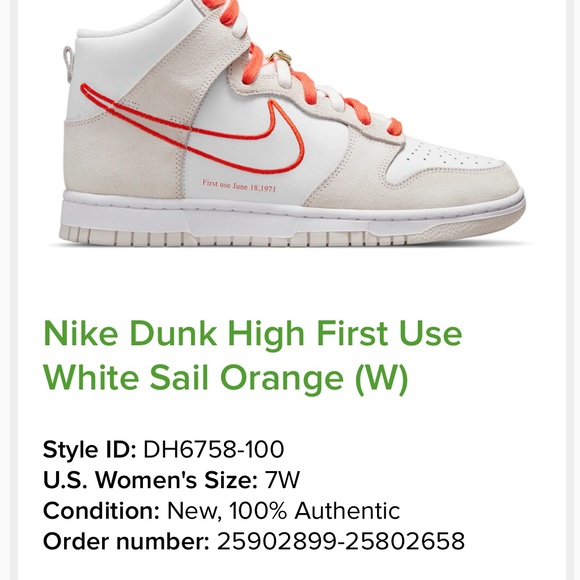 Nike Dunk High White and Orange - Picture 1 of 6